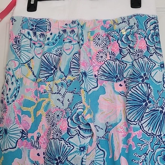 Lilly Pulitzer Beach Linen Pants in the Bali Blue Once Upon A Tide - Picture 8 of 14